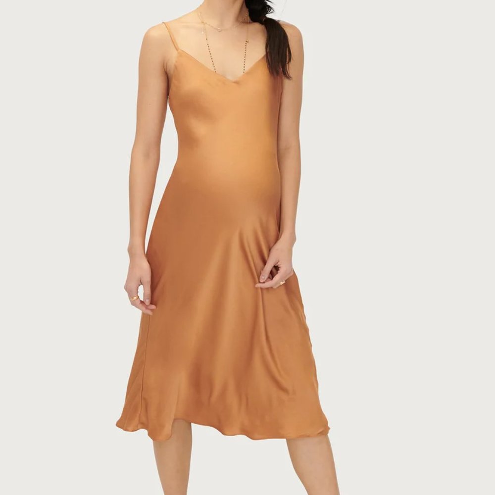 HATCH Maternity - The Short Ricky Slip Dress - Size O - Caramel